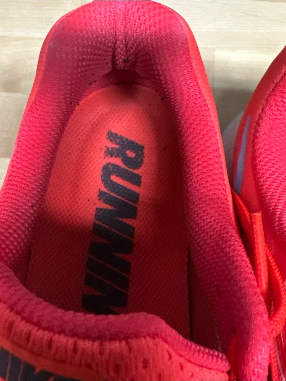 Nike Women's Bright Coral Running Sneakers with Light Blue Swoosh - Picture 5 of 12